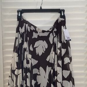 Nine West Woven A-Line Handkerchief Godet Skirt in brown and white LARGE